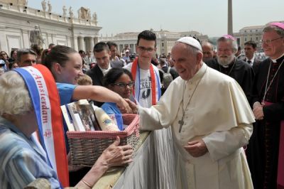 Paus Franciscus tijdens de Bisdombedevaart in 2015