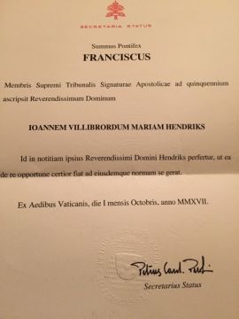 Door paus Franciscus benoemd tot lid van de Apostolische Signatuur