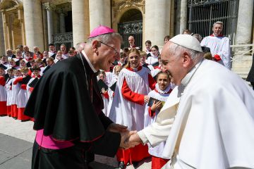 Kathedrale koor op audiëntie bij paus Franciscus