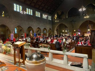 At the beginning of the Mass; many people came a little later